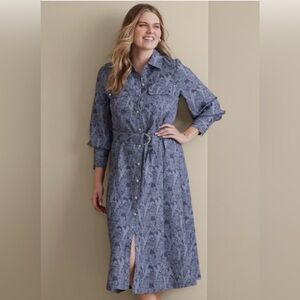 Soft Surroundings Blue Long Sleeve Dress